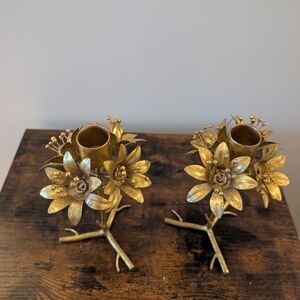 Gold Floral Candle Holders